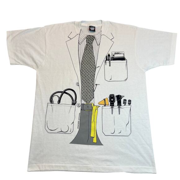 Vintage Leslie Arwin 1978 Dated Doctor Attire Graphic Tee Shirt Adult XL HTF - Picture 1 of 14